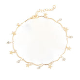 Cubic Zirconia & 18K Gold-Plated Star Charm Anklet