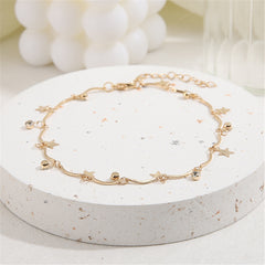Cubic Zirconia & 18K Gold-Plated Star Charm Anklet