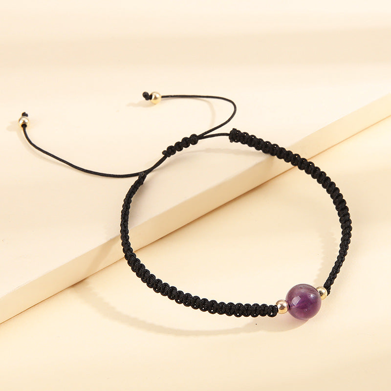 Light Purple Crystal and Polyster 18K Gold-Plated Adjustable Bracelet, gold bracelet for women, lifestyle look