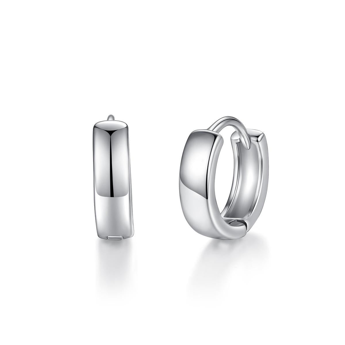 Silver-Plated Huggie Earrings, silver huggie earrings, elegant gift for her, lifestyle look