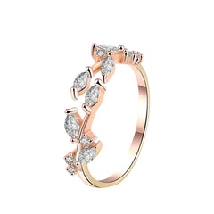 Cubic Zirconia & 18K Rose Gold-Plated Rattan Adjustable Ring