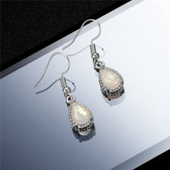 Opal & Silver-Plated Drop Earrings