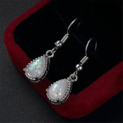 Opal & Silver-Plated Drop Earrings
