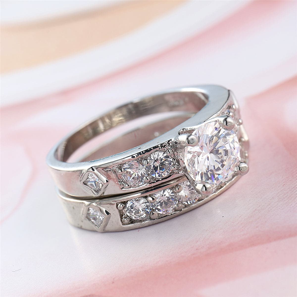 Crystal and Cubic Zirconia Ring Set, jewelry gift sets for women, dainty minimalist design, detail close-up