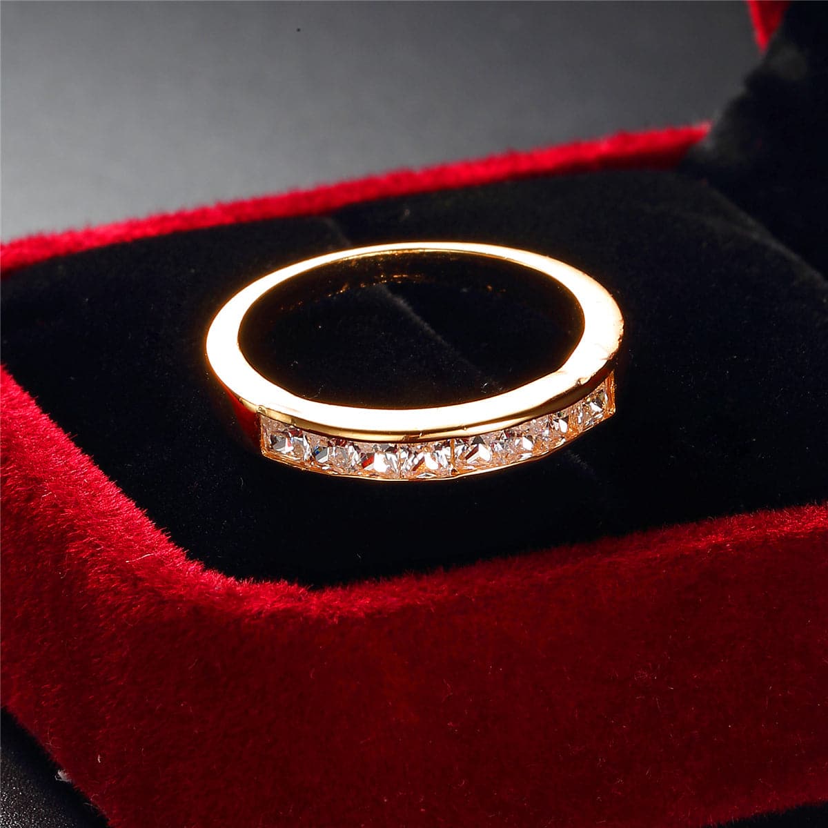 Crystal and 18K Gold-Plated Band, gold statement rings for women, botanical inspired, styled look