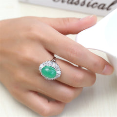Jade & Cubic Zirconia Botany Ring