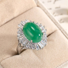 Jade & Cubic Zirconia Botany Ring