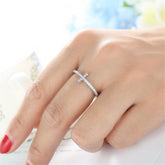 White Cubic Zirconia Cross Ring