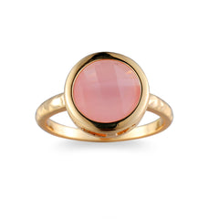 Pink Cat's Eye & 18K Gold-Plated Bezel Ring