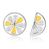 Orange & Silver-Plated Asymmetrical Stud Earrings