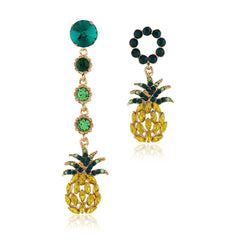 Cubic Zirconia & Crystal Pineapple Mismatched Drop Earrings