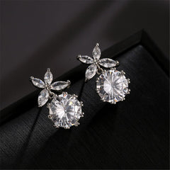 Crystal & Sterling Silver Butterfly & Ball Drop Earrings - streetregion