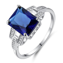 Blue Crystal & Cubic Zirconia Radiant-Cut Ring