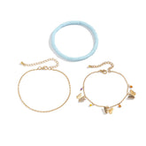 Blue & 18K Gold-Plated Butterfly Anklet Set