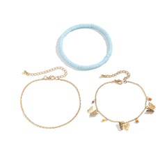 Blue & 18K Gold-Plated Butterfly Anklet Set