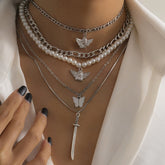 Pearl & Shell Angel Butterfly Pendant Necklace Set