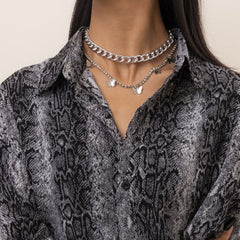 Cubic Zirconia & Silver-Plated Butterfly Station Necklace Set