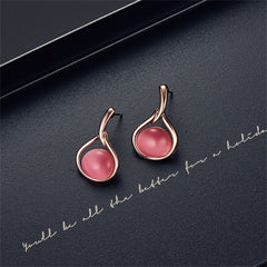 Red Cats Eye & Cubic Zirconia Pendant Necklace & Drop Earrings