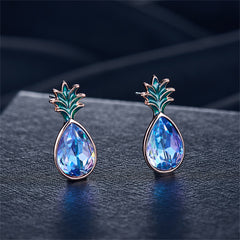 Blue Crystal & 18K Rose Gold-Plated Pineapple Pendant Necklace & Earrings