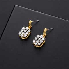 Cubic Zirconia & Two-Tone Oval Drop Earring & Pendant Necklace