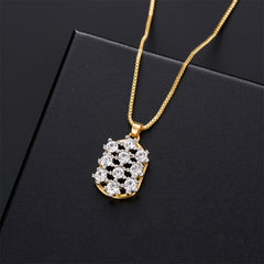Cubic Zirconia & Two-Tone Oval Drop Earring & Pendant Necklace