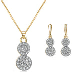 Cubic Zirconia & Two-Tone Tier Dangle Earring & Pendant Necklace