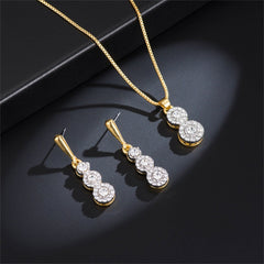 Cubic Zirconia & Two-Tone Tier Dangle Earring & Pendant Necklace