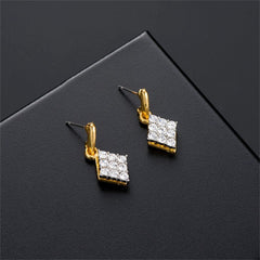 Cubic Zirconia & Two-Tone Rhombus Earring & Pendant Necklace