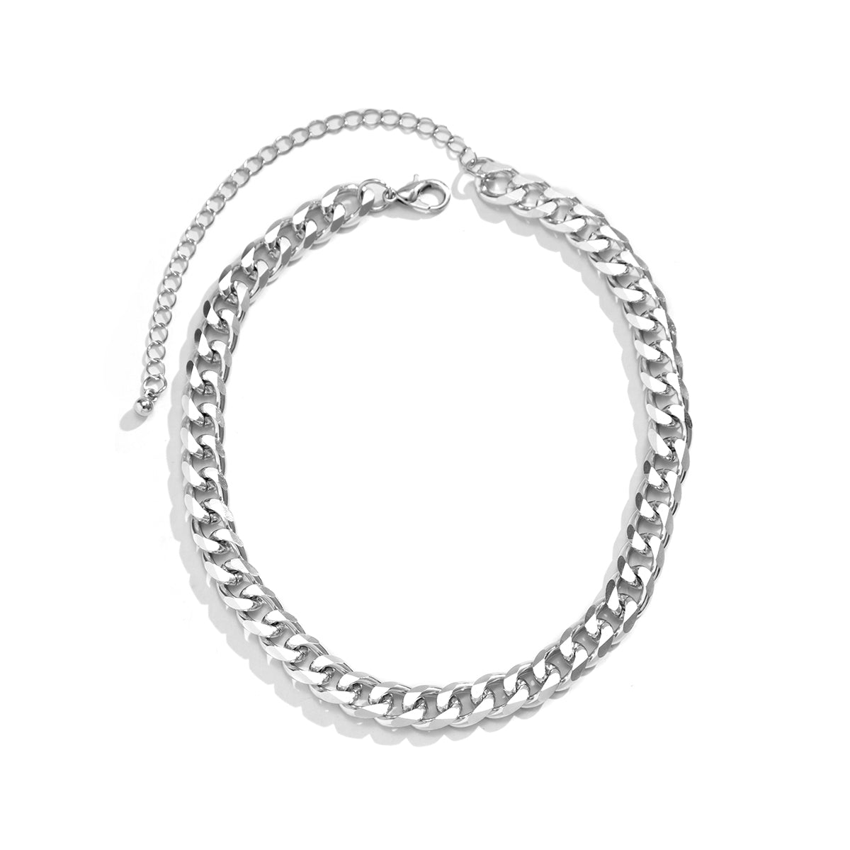 Silver-Plated Curb Chain Necklace, silver pendant necklace for women, dainty minimalist design, styled look