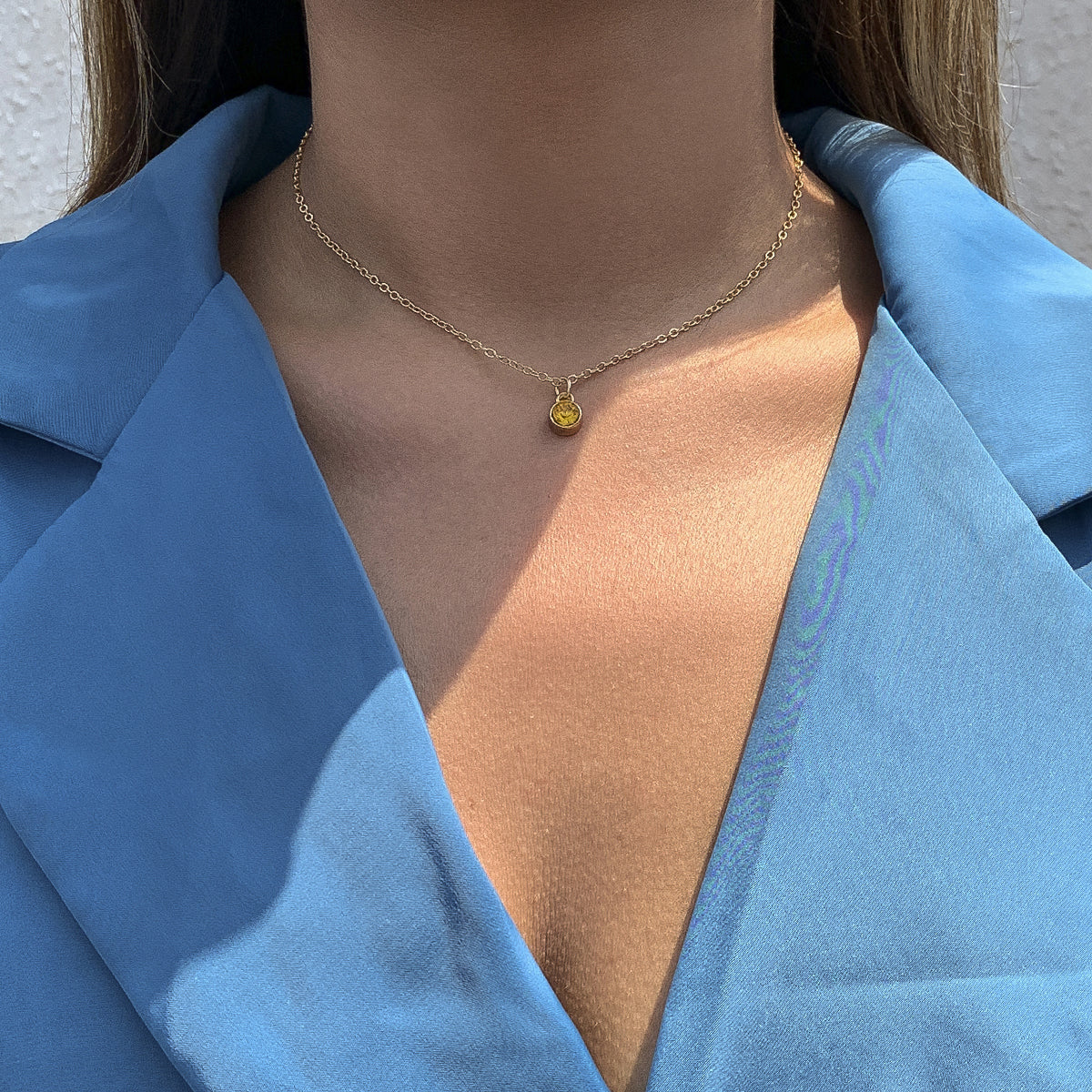 Yellow Cubic Zirconia & 18K Gold-Plated Pendant Necklace