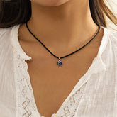 Blue Acrylic & Silver-Plated Evil Eye Pendant Necklace