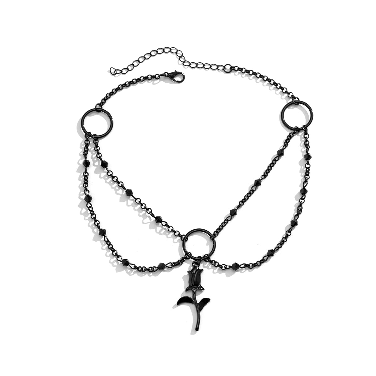 Black Rose Layered Choker Necklace, chunky choker necklace, everyday style, styled look