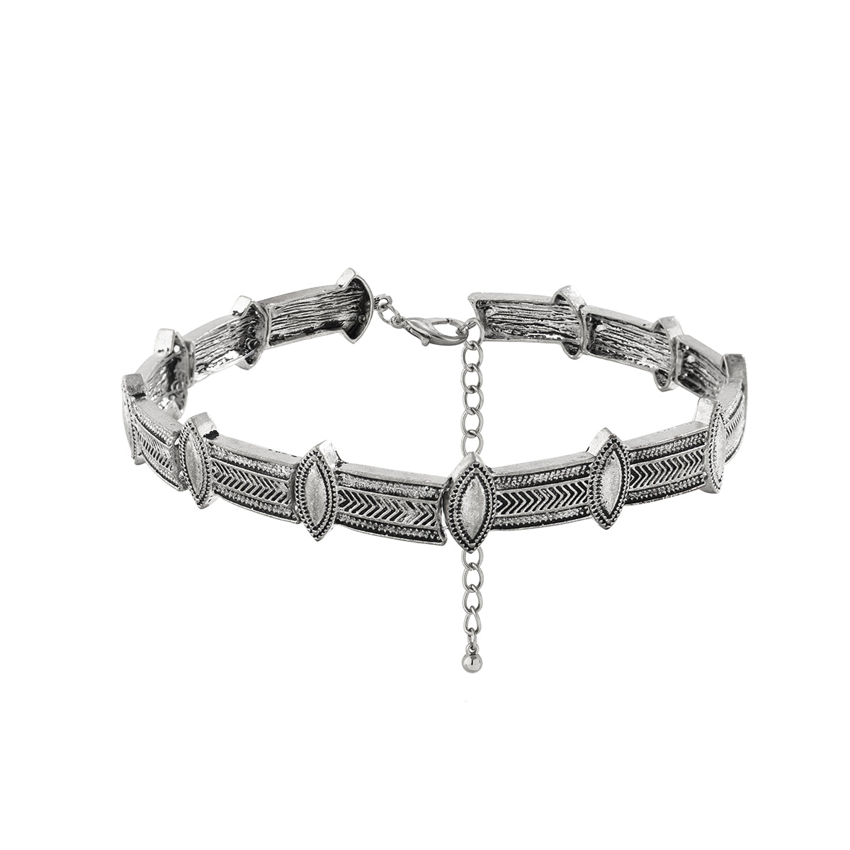 Silver-Plated Marquise Choker Necklace, chunky silver choker necklace, botanical inspired, styled look