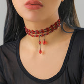 Red & Black Layered Choker