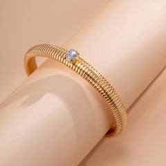 Clear Crystal & 18K Gold-Plated Herringbone Bangle