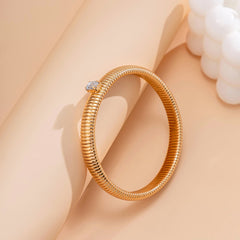 Clear Crystal & 18K Gold-Plated Herringbone Bangle