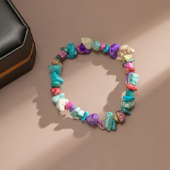 Blue & Purple Turquoise Beaded Stretch Bracelet