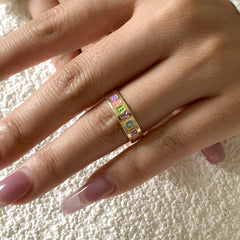 Enamel & 18K Gold-Plated 'Baby Girl' Ring