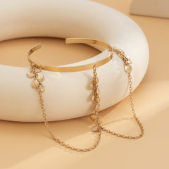 18K Gold-Plated Shell Tassel Arm Cuff