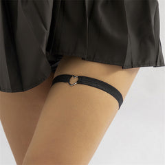 Black Nylon & Silver-Plated Heart Leg Chain