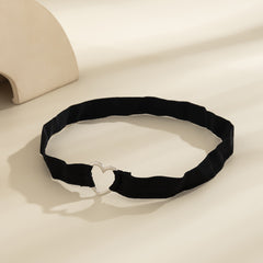 Black Nylon & Silver-Plated Heart Leg Chain