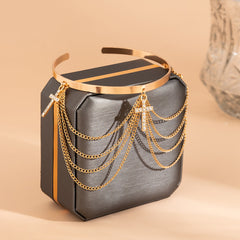 Cubic Zirconia & 18K Gold-Plated Chain Tassel Arm Cuff