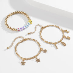 White Acrylic & 18K Gold-Plated 'Love Angel' Beaded Stretch Bracelet Set