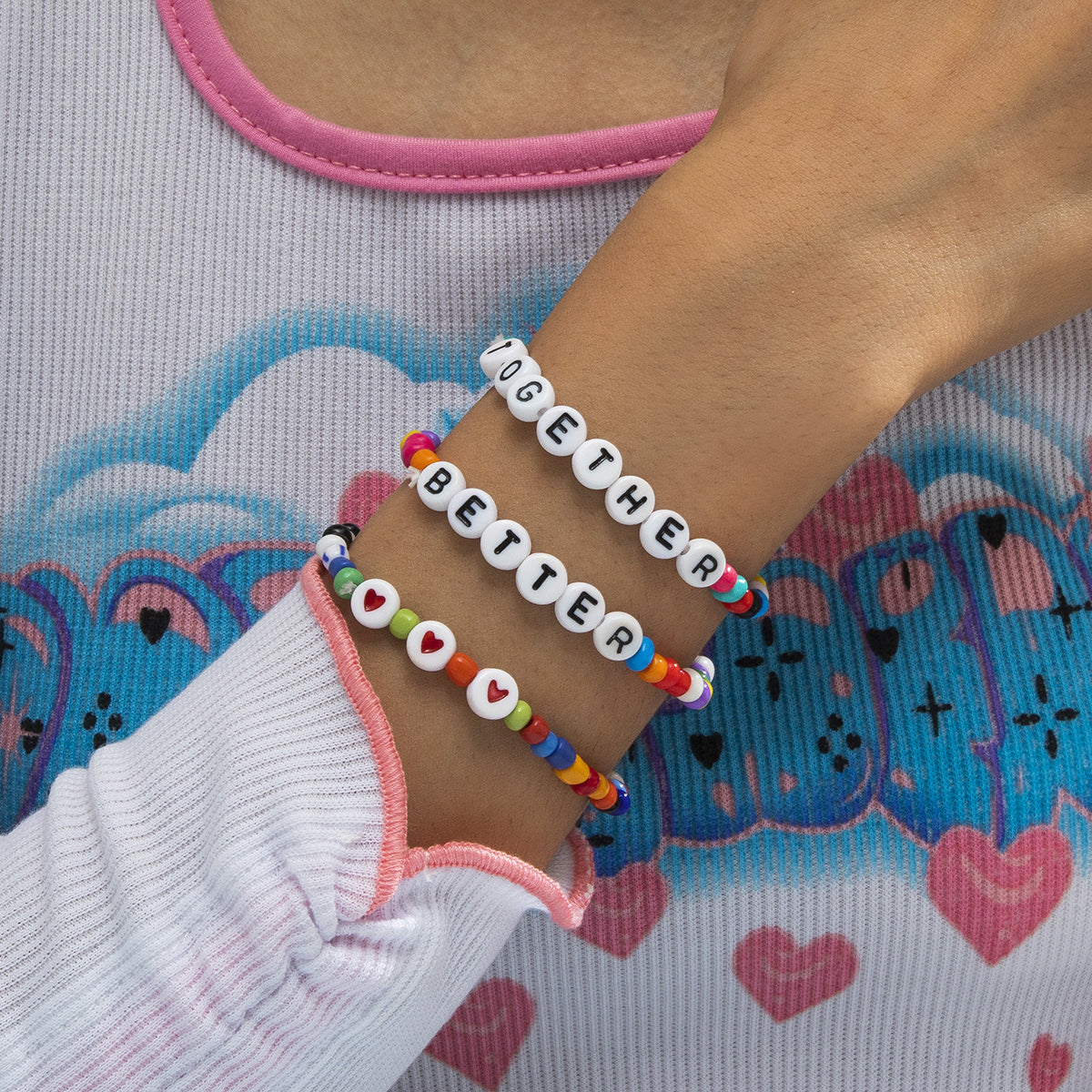 Howlite & Acrylic 'Better Together' Three-Piece Stretch Bracelet Set