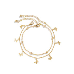 Dazzling 18K gold-plated anklet with butterfly charms, a must-have piece for those who love unique and elegant jewelry.