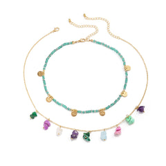 Turquoise & 18K Gold-Plated 'Love' Station Necklace Set