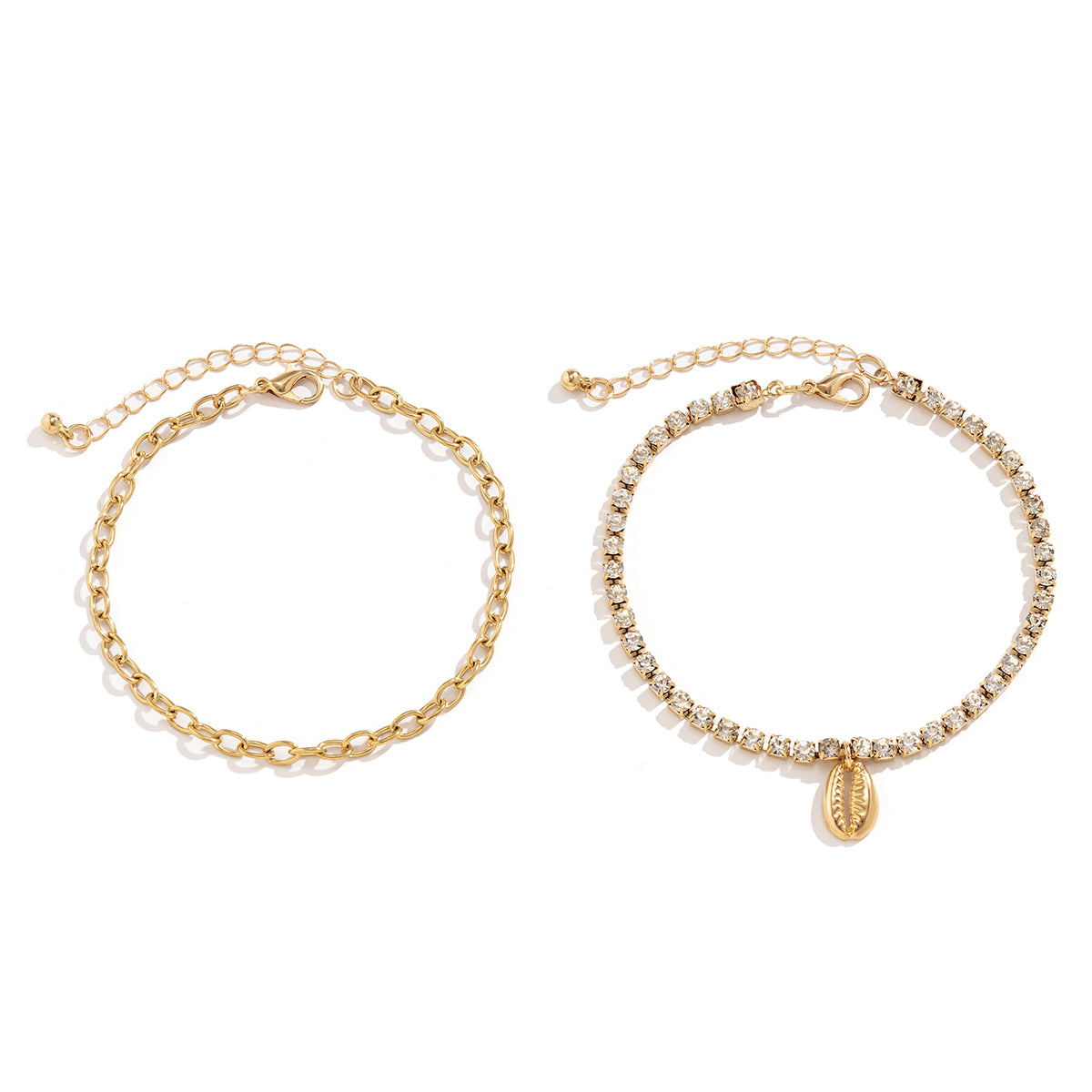 Cubic Zirconia and 18K Gold-Plated Chain Ankle and Shell Charm Anklet, jewelry gift sets for women, styled look