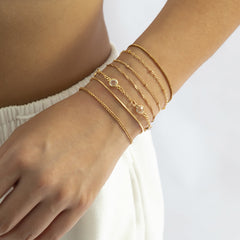 Cubic Zirconia & 18K Gold-Plated Chain Bracelet Set