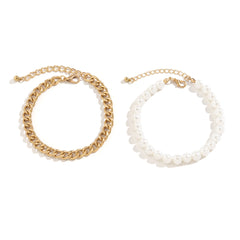 Pearl & 18K Gold-Plated Anklet Set