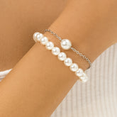 Pearl & Silver-Plated Bracelet Set